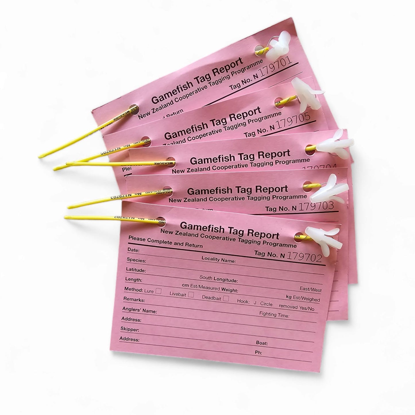 Plastic gamefish tags - pack of 5